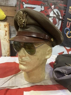 WW2 U.S. Army Air Force Uniform Hat Cap Patch Medal Wings Pilot Aviator Glasses - Image 1 of 4