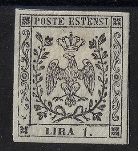 1852 ASI Modena e Reggio 1 lira bianco Sassone 11 Linguellato MH* - Imagen 1 de 1