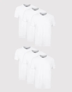 Paquete de 6 camisetas blancas de cuello redondo Hanes para hombre SIN ETIQUETAS FreshIQ Comfort - Imagen 1 de 9