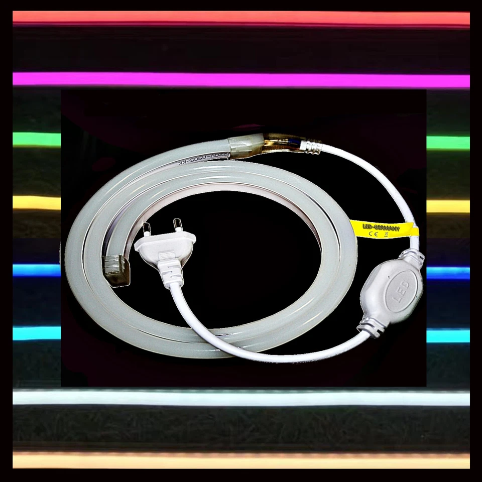 230V LED Neon Stripe - Reflecting Flex - RGB White Pink Red Blue Yellow Schuko - Image 1 of 1