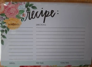 Rezeptkarten 25 Karten 4x6 und 8 Reiter Teiler Blumen Neu Rosa Gelbe Rosen - Bild 1 von 5