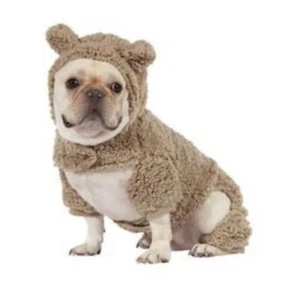 NUEVO CON ETIQUETAS PIJAMA UGG PET PERRO TALLA M CREMA MARFIL CORDERO OSO CAPUCHA EXTRAÍBLE - Imagen 1 de 6