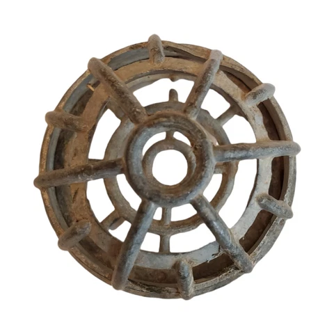 3” Vintage Metal Cage Flower Frog Round Holder Domed Patina Antique Cover