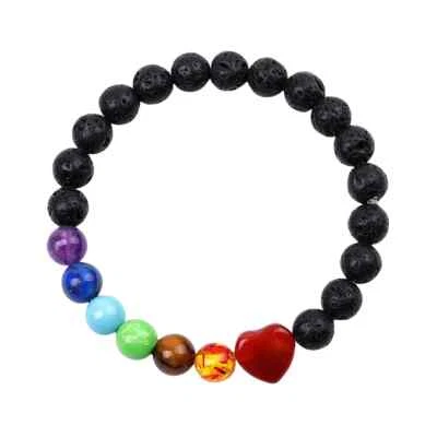 7 Chakra Yoga Lava Stone Bracelet Protection Release Anixiety Bring Lucky Women - Image 1 of 4