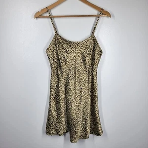 Vintage Y2K Victoria's Secret Leopard Cheetah Mini Slip Dress Leg Slit Small SEE - Picture 1 of 7