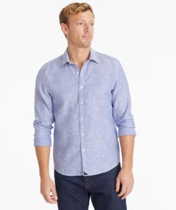 Camicia Untuckit Vin Santo taglia media SLIM FIT blu lino manica lunga abbottonata - Foto 1 di 13