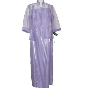 ALEX EVENINGS Purple Iridescent Shimmer Long Dress Gown Jacket 16W - Picture 1 of 4