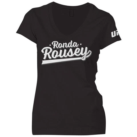 UFC Ronda Rousey Women's Script Crew Neck T-Shirt 207 WWE Champ MMA Reebok Rowdy Cover