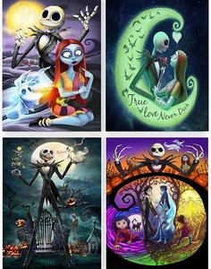 4 Pack Diamond Painting Kits for Adults DIY 5D Jack&Sally Halloween Diamond Art - Picture 1 of 11