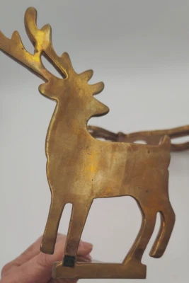 De colección 2 Perchas Medias Metal Navidad Ciervo Tono Dorado Reno Decoración del Hogar Abrigo Foto 1 de 4