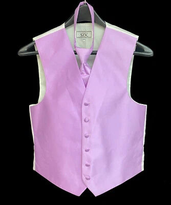 Men's Wild Orchid Purple Tuxedo Vest with Long Tie Free Shipping Size ML Tall - Image 1 of 2