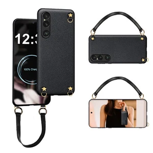 Echtleder Magnet Hülle mit Armband Magnet Handy Halterung Case Cover für SONY - Picture 1 of 11