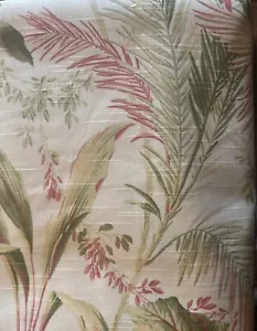 Richloom Platinum Fabric 6 Yards Palms Tropical Cream Green Pink - Picture 1 of 5