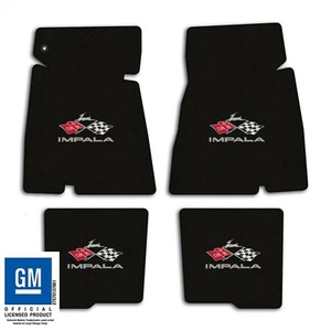 1965 Chevrolet Impala - Black Classic Loop Carpet 4pc Floor Mat Set - Flags Logo - Picture 1 of 12