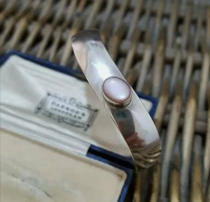 Brazalete Nativo Americano Plata de Ley 925, Brazalete Madreperla Rosa, 6.5" - Imagen 1 de 7