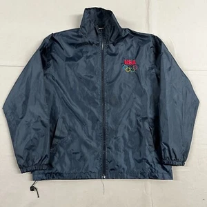 Vintage Olympics Embroidered Navy Windbreaker Zip-Up XL - Picture 1 of 14