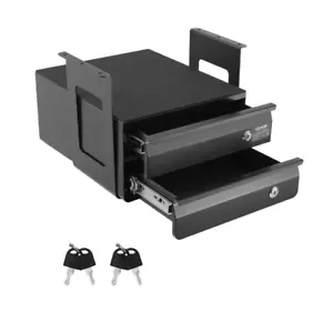 2 Drawer 13" Lockable Under Desk Drawer Organizer Slide-out Drawer Home Office - Picture 1 of 11