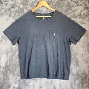 Polo Ralph Lauren Mens XXL Blue w/white Regular Fit 100% Cotton Tee TShirt EUC - Picture 1 of 8