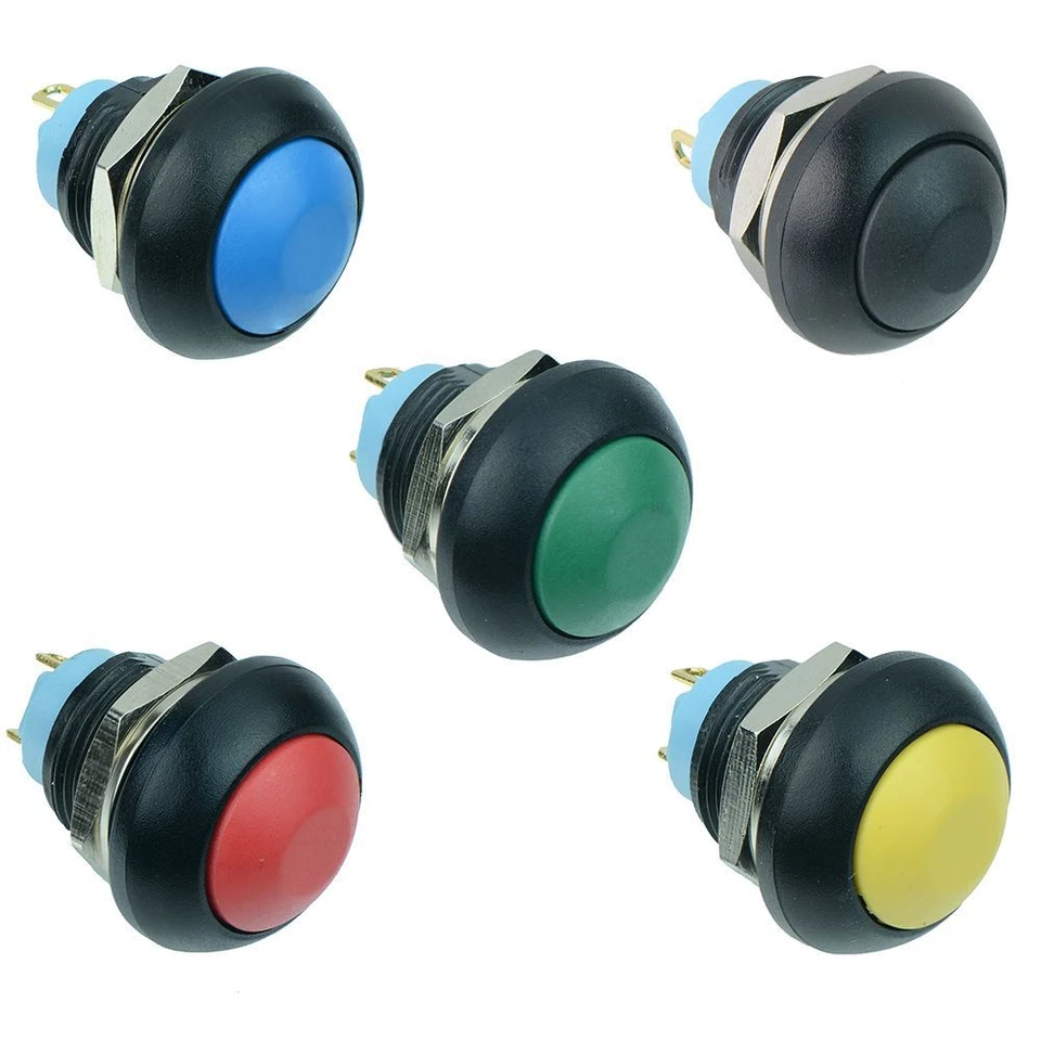 Momentary Off-(On) Waterproof 12mm Push Button Switch 2A IP67 SPST - Image 1 of 1