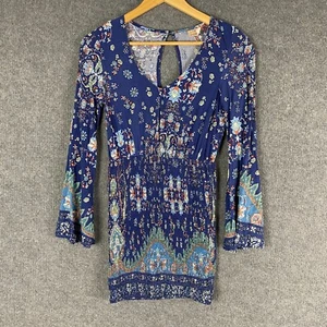 Debbie Dabble By Angel Biba Dress Womens 6 Blue White A Line Flowers Boho Ladies - Picture 1 of 13