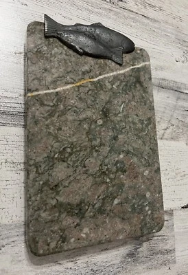 Vintage Arthur Court Marble Trivet/Cutting Cheese Board With Trout Fish Design - Image 1 of 4