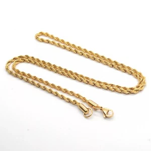 18K Yellow Gold GP 3MM Twist Rope Chain WOMEN MEN Solid Charm Necklace GIFT - Picture 1 of 11