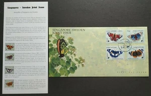 Singapore 1999 Sweden Joint Issue Butterflies 4v Stamps FDC 新加坡瑞典联合发行蝴蝶邮票首日封 - Picture 1 of 4
