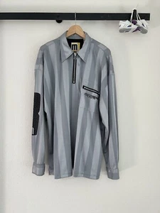 Vintage Mecca Tech USA Silver Striped #8 Long Sleeve Polo Jersey Size XL 90s Rap - Picture 1 of 19