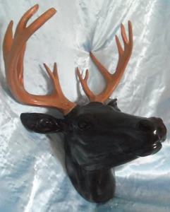 Testa di cervo da parete scultura ceramica cabina loggia casa animali corna 18"H - Foto 1 di 7