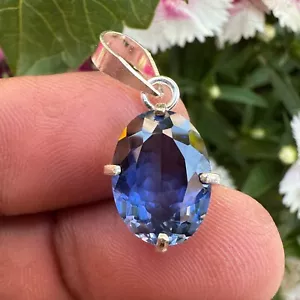 Colgante de plata 925 con piedras preciosas sueltas de zafiro azul real de 11 quilates certificado natural - Imagen 1 de 8