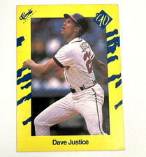 1990 Classic Yellow Dave Justice #T97 Atlanta Braves