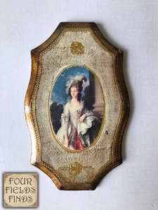 Vintage Italian Florentina Gilt Gold Wood Artwork Wall Plaque 7.25 x 4.5" - Picture 1 of 10