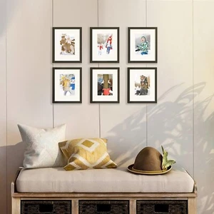 Picrit 8x10 Picture Frame Set of 7, Display 5 x 7 with Mat or 8 x 8x10, Black - Picture 1 of 6