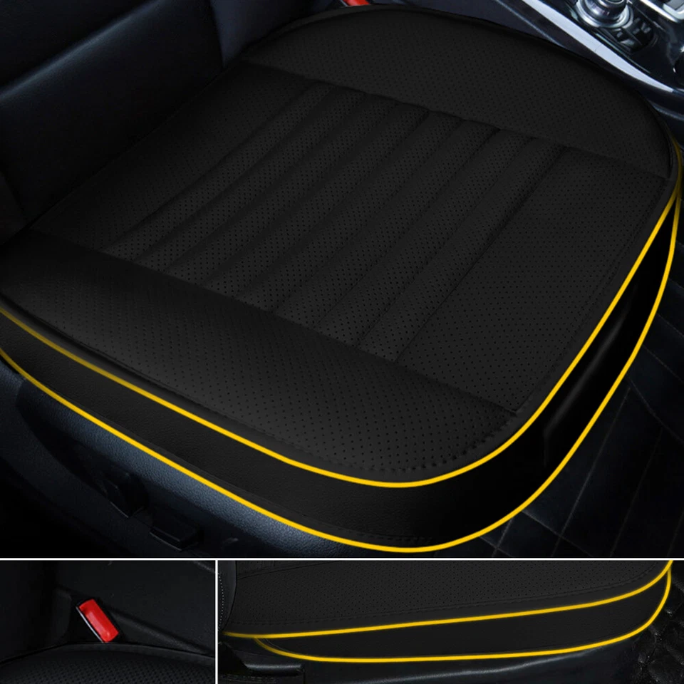 Breathable Front Cover Seat Cushion Pad Mat Protector Pocket Charcoal PU Leather - Image 1 of 4