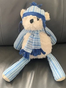 Scentsy Buddy Polar Bear Pooki Plush Winter Blue Striped Mochadoodle - Picture 1 of 4