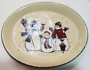 Haus & Garten Party USA Schneemann 12,75 x 10,5" Platte Weihnachten Urlaub Dez 2000 Oval - Bild 1 von 3