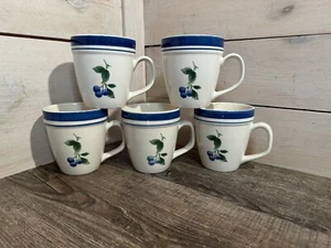 LL Bean Kaffeetassen Keramik Blaubeer-Design 10 Unzen Je 5 Tassen Rentner - Bild 1 von 5