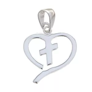 Ciondolo Piccola Croce Il Mio Cuore Argento Sterling .925 Fede e Religione - Foto 1 di 2