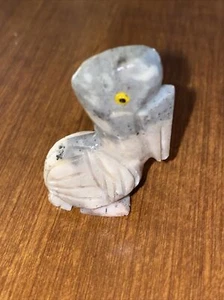 Hand Carved Stone Soapstone PELICAN Figurine HandMade In Peru Gray And Tan - Picture 1 of 5