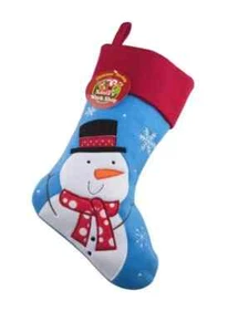 Xmas Deluxe Plush Snowman Christmas Stocking HIGH QUALITY 40cm X 25cm Blue & Red - Picture 1 of 1