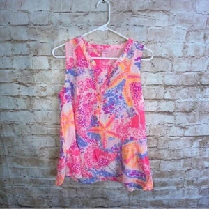 Lilly Pulitzer Kerry Seide ärmellose Bluse Tank in Pink Paradise Größe Medium - Bild 1 von 12