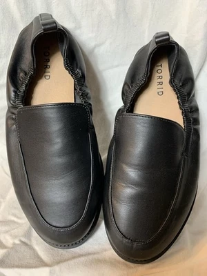 Mocasines cómodos negros torridos crujientes talla 8WW sin cordones de cuero sintético Foto 1 de 4