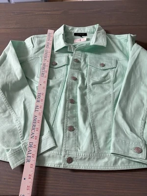 Новый с Ярлыками Talbots женщин XL джинсовой ткани куртка новом зеленый кнопка спереди E-18 - Изображение 1 из 4