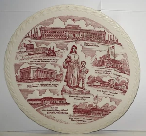 Vintage Vernon Kilns Heart of the Great Southwest Oklahoma Plate Basketweave Rim - Picture 1 of 5