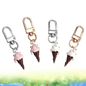 4 Pcs Key Chains Creative Ring Ice Cream Rhinestone Studded Holder - Picture 1 of 12