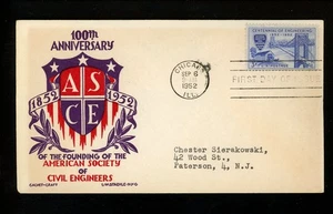 US FDC #1012 Cachet Craft / Staehle M-5 1952 IL ASCE Civil Engineers Society - Picture 1 of 4