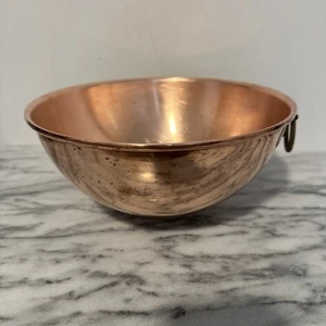 Vtg Rolled Rim Copper Mixing Bowl Brass Ring Candy Meringue Large 10.5” Heavy - Picture 1 of 11