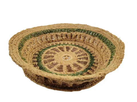 Vintage Woven Soft Straw Wicker Rafia Rattan Bread Basket 9" Round Cover