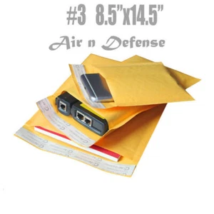 100 #3 8.5x14.5 Kraft Bubble Padded Envelopes Mailers Shipping Bags AirnDefense - Picture 1 of 7