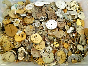 Lot of 1 Lbs. of Watch Parts Gears, Plates, movements for repair / Steampunk art - Picture 1 of 10